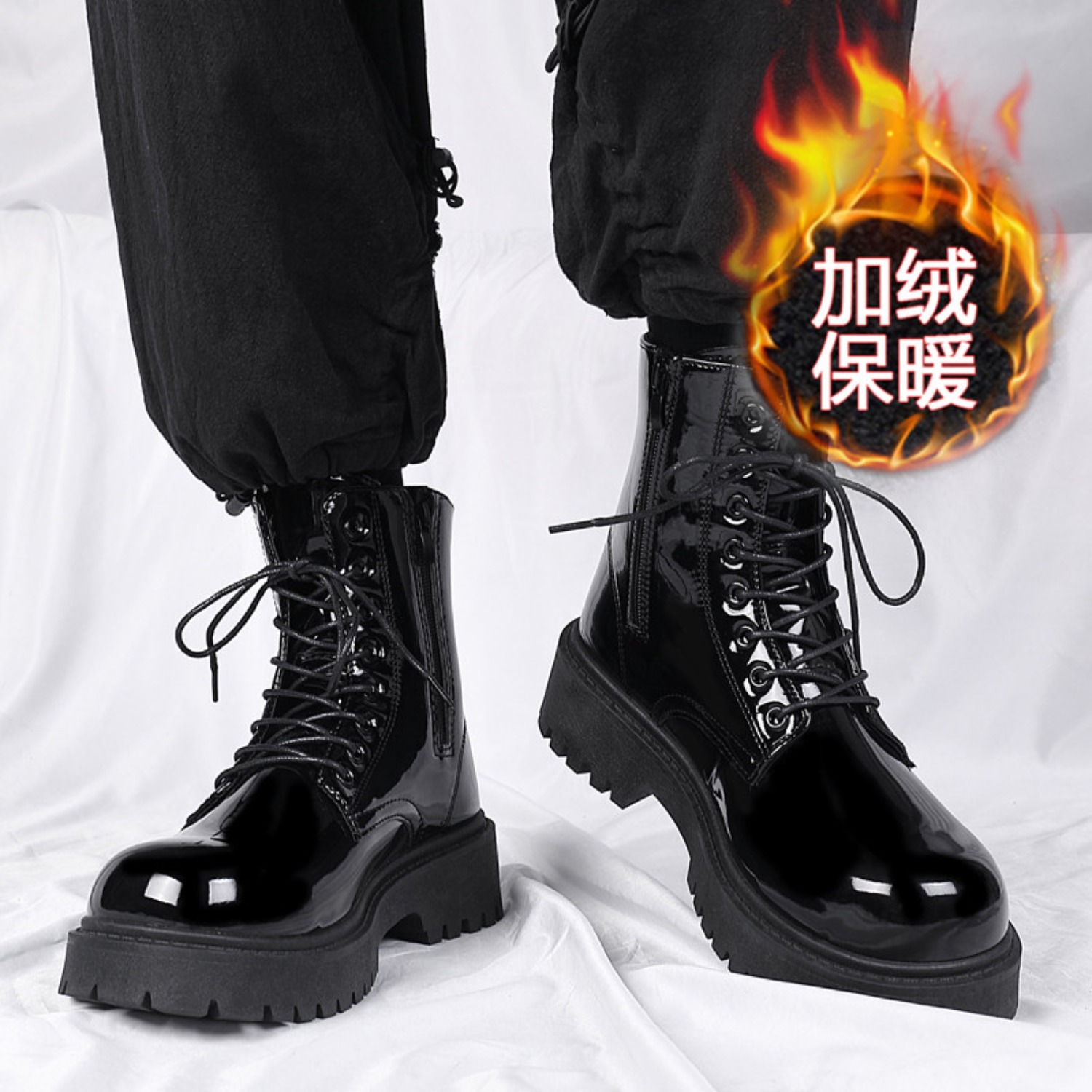 Soft Sole Booties - Men's warm plush high-top boots winter