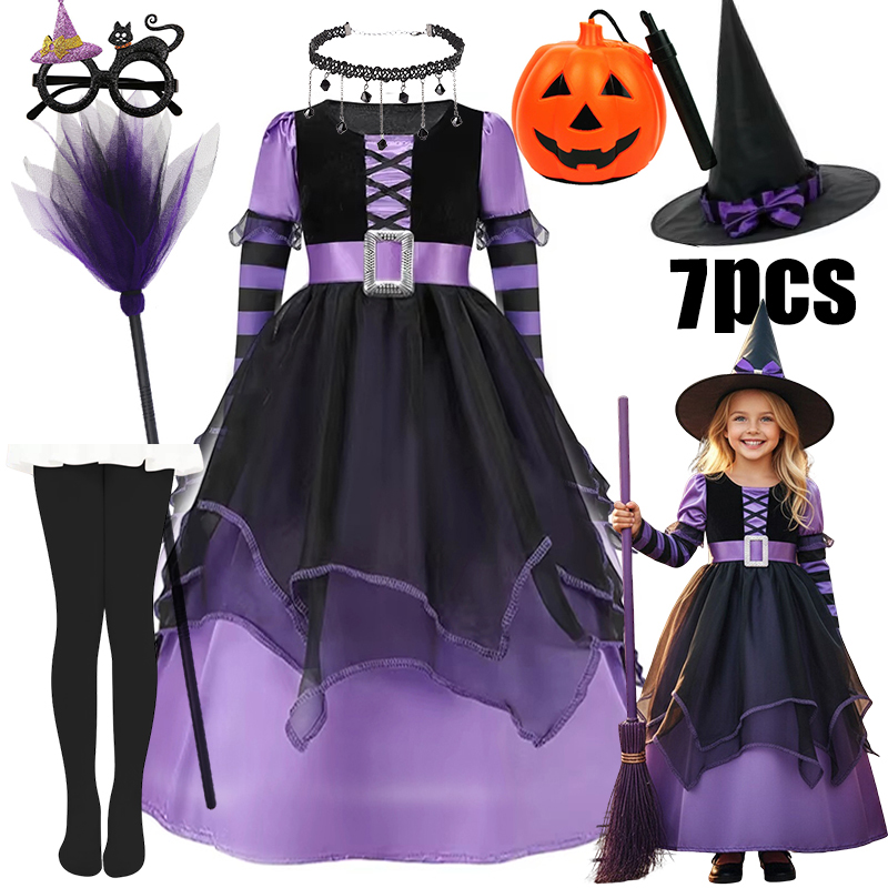 Baby Clothing Size - Kids Girls Cosplay Halloween Purple Witch