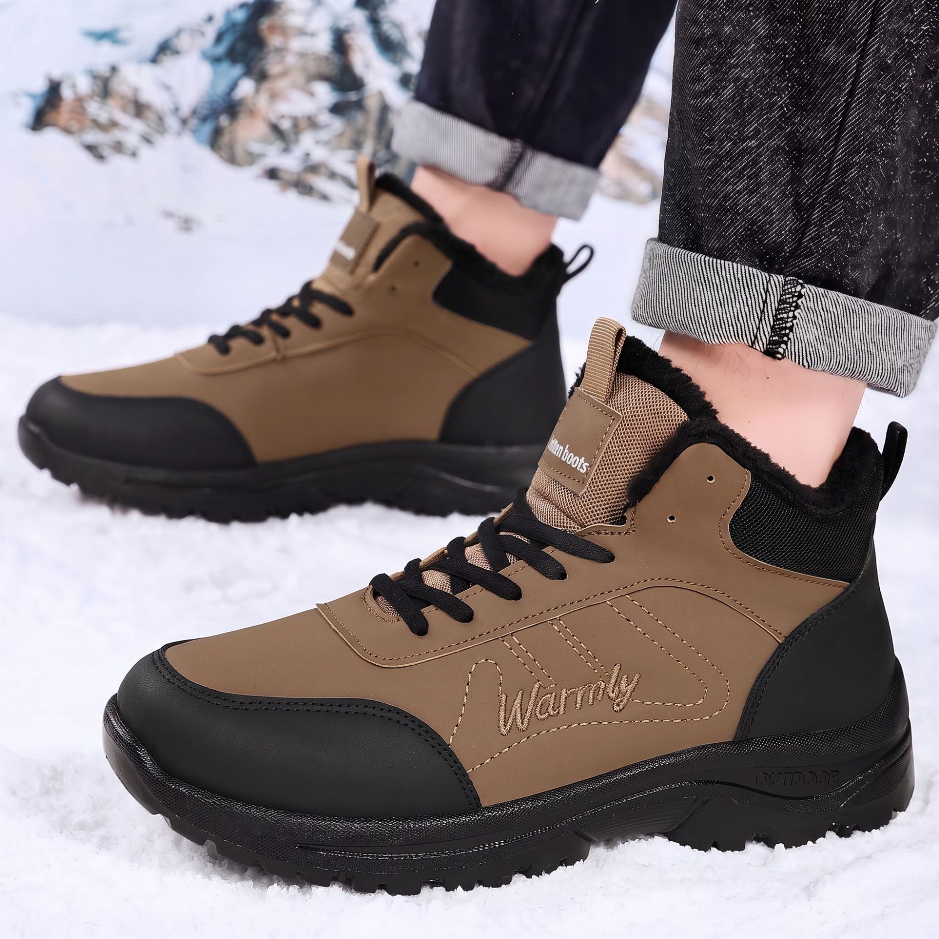 Soft Sole Booties - Men's Cotton Shoes with Thick Velvet