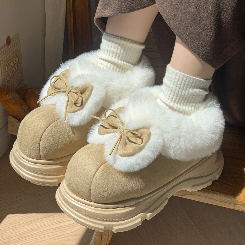 Warm Faux Fur Fluffy Slippers  - Soft Sole Booties 评论和价格
