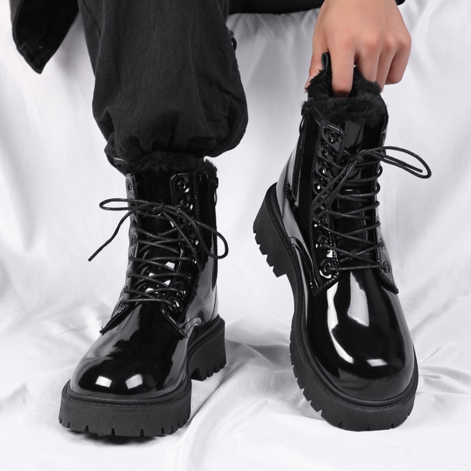 Men's warm plush high-top boot - Soft Sole Booties 评论和价格