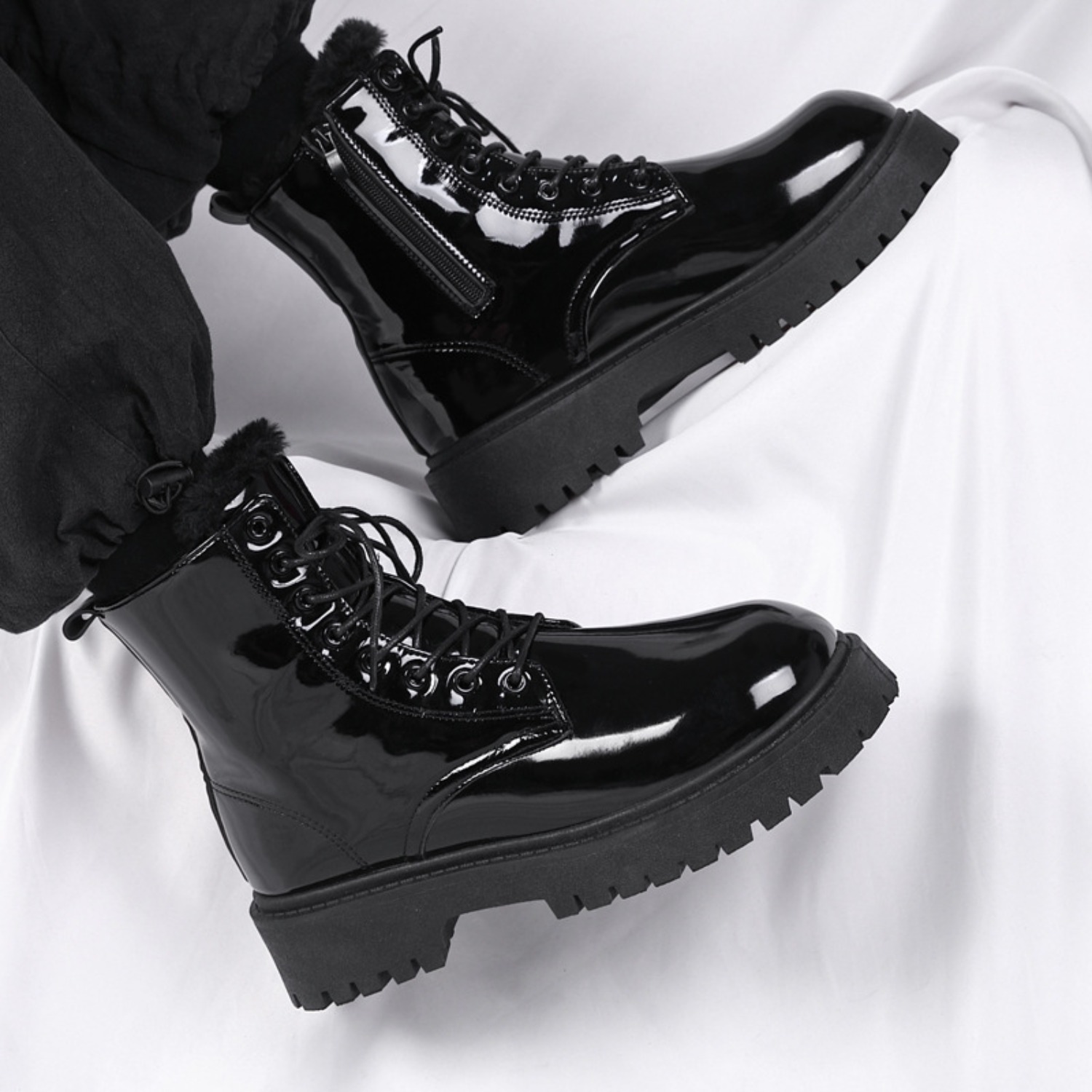 Men's warm plush high-top boot - Soft Sole Booties 评论和价格