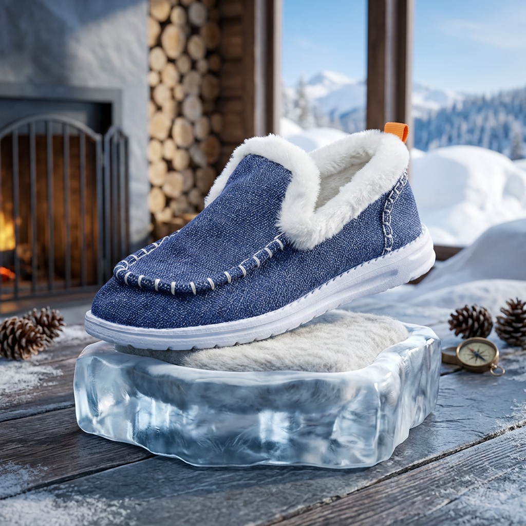 Women Winter Denim Fabric Fuzz - Soft Sole Booties 评论和价格