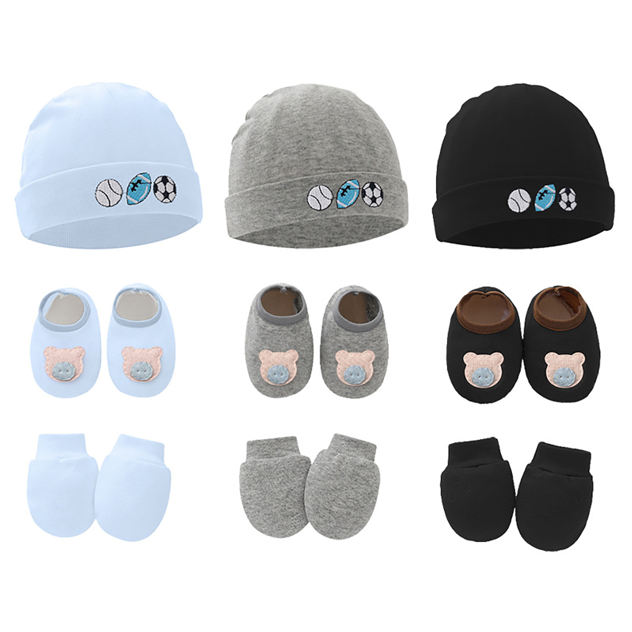3pcs Baby Hat Gloves Shoes Set - Baby Mittens Scratch 评论和价格