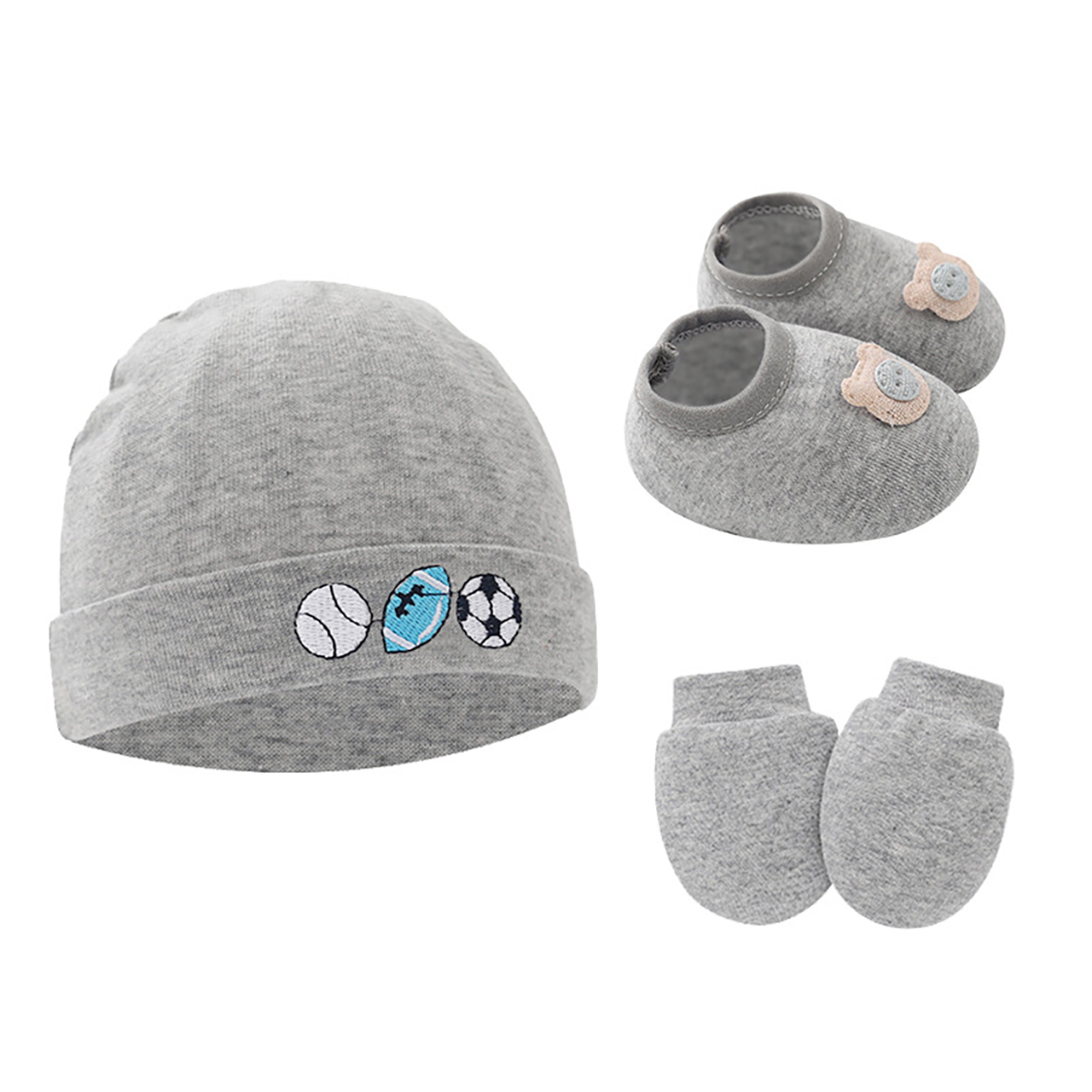 3pcs Baby Hat Gloves Shoes Set - Baby Mittens Scratch 评论和价格