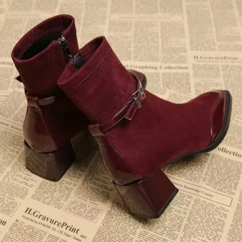 Belt Buckle Booties Fashion Sq - Soft Sole Booties 评论和价格