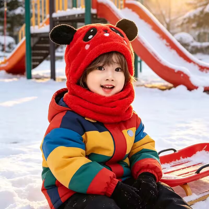 Cartoon Hat for Girls Boys Sca - Baby Mittens Scratch 评论和价格