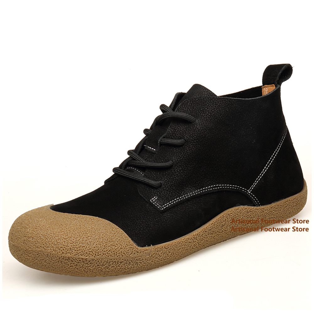 Cowhide Retro Men's Boots Soft - Soft Sole Booties 评论和价格