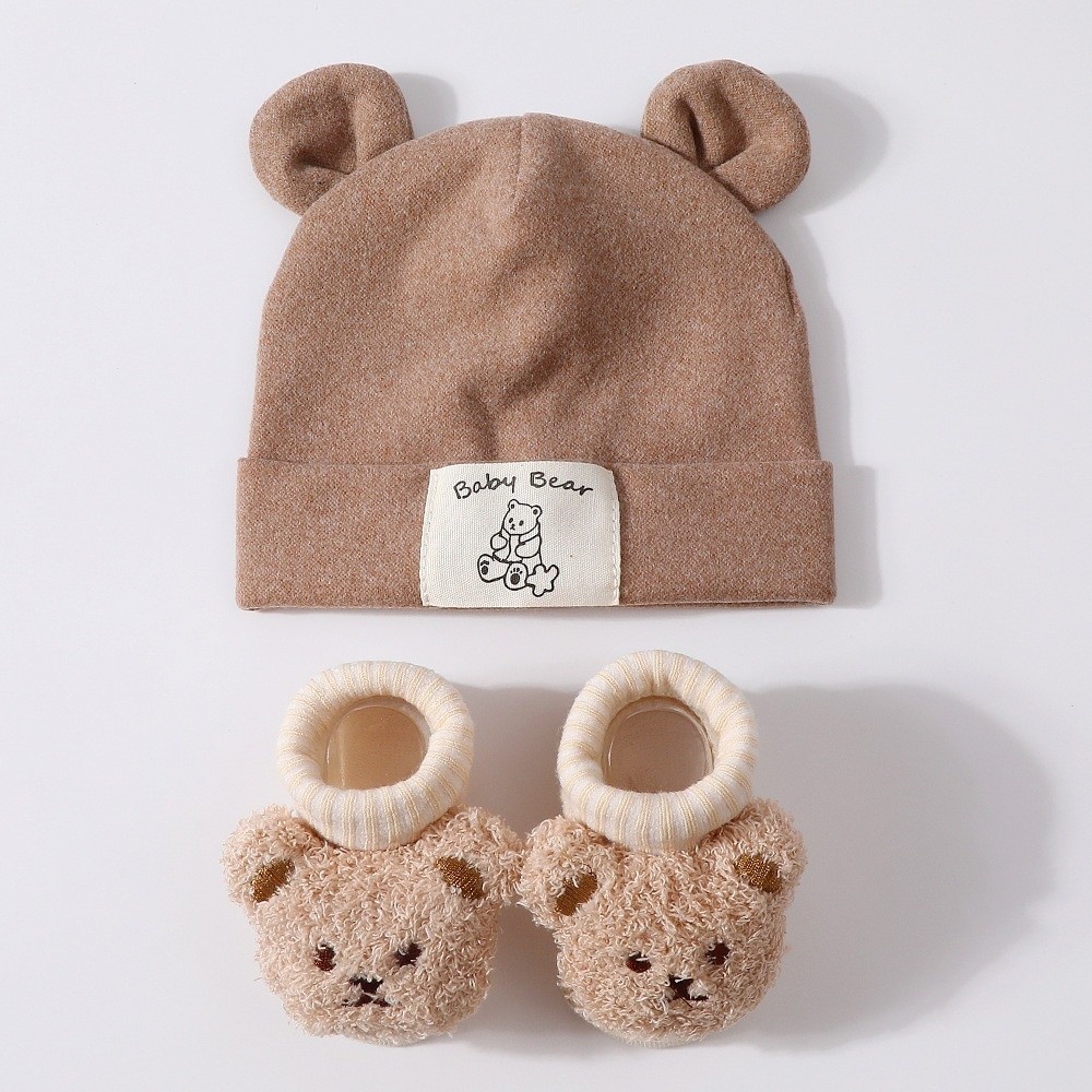 2Pcs/Set Cute Cotton Baby Hat  - Baby Mittens Scratch 评论和价格